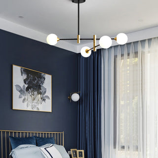 Modern iron glass sputnik chandelier ambient — round hanging warm