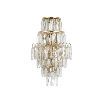 Crystal Wall Sconce – Chrome Wall Fixture with Cut Crystal Pendants for Elegant Living Room Lighting