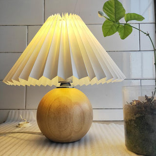 Lampe de table vintage – Céramique, rotin et bois scandinaves avec ampoule LED incluse