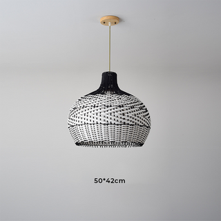 Rattan handwoven pendant — adjustable hanging ceiling lamp