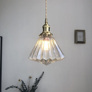 Diamond glass pendant with adjustable hanging cord