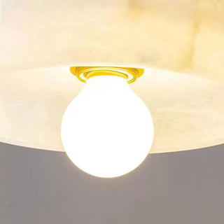 Suspension en albâtre – Mini lampe de chevet vintage blanche avec abat-jour en marbre