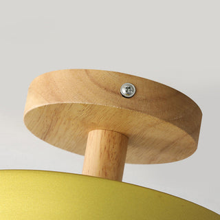 Colorful Flush Mount Light - Round Ceiling Light with Wood & Iron Design