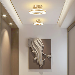 Geometry gold ring ceiling fixture illuminated, luxury LED