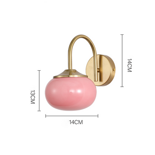 Bedroom pink glass modern gold wall lamp — sconce