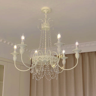 Vintage luxury white crystal chandelier — tassel metal glass warm