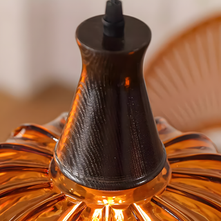 Suspension en verre ambré – Lampe rétro en forme de fleur avec abat-jour décoratif