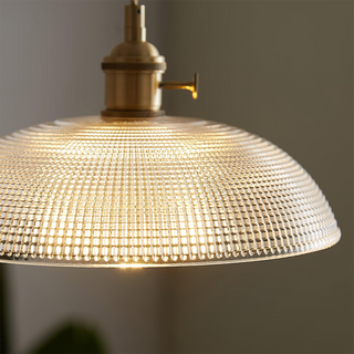 Vintage Glass Pendant - Ribbed Glass Light With Classic Interior Lighting