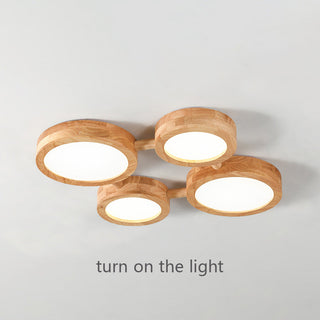 Retro Wood Ceiling Light - Multi Head Ceiling Light with Warm Ambient LED