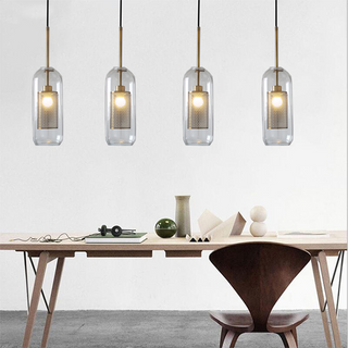 Modern glass ceiling lamp with adjustable gold cord