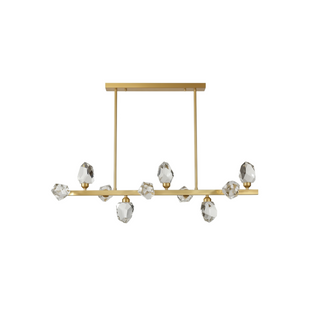 Crystal Pendant Lamp – Geometric Cubic Light With Gold Frame & Warm Ambient Lighting