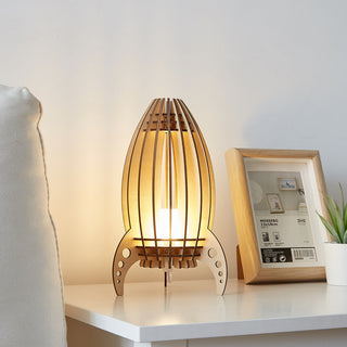 Rocket wooden desk lamp — curved slats modern design