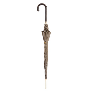 Luxury automatic handmade Italian studded leather handle umbrella close-up