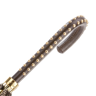 Luxury automatic handmade Italian studded leather handle umbrella canopy