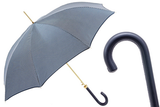 Navy luxury automatic leather handle handmade Italian umbrella gift box front