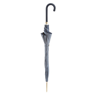 Navy luxury automatic leather handle handmade Italian umbrella close-up
