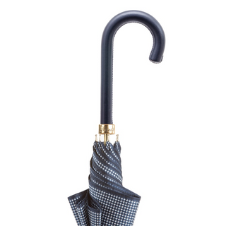 Navy luxury automatic leather handle handmade Italian umbrella canopy