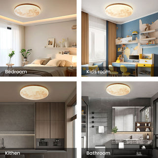 Plafonnier LED Lune - Luminaire Moderne Rond avec Éclairage Doux