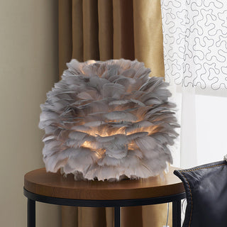 Feather table lamp — rounded plush elegant warm ambient