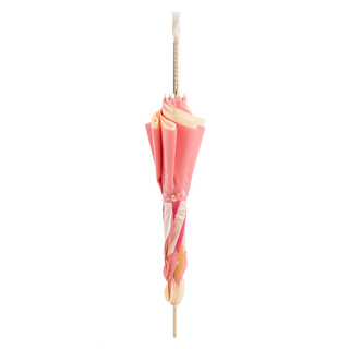 Pink Swarovski manual leaf pattern handmade Italian umbrella close-up