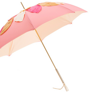 Pink Swarovski manual leaf pattern handmade Italian crystal umbrella side