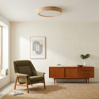 Modern Ceiling Light – Ultra-Thin Wooden LED Fixture | Living Room Lighting