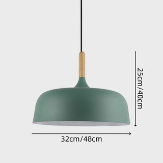 Small cream pendant detail — industrial metal glass ceiling fixture