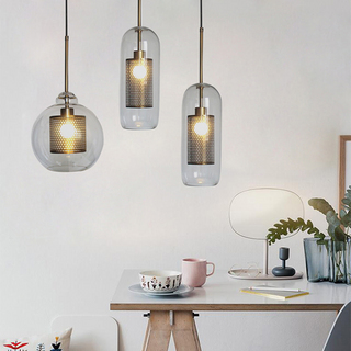 Suspension en verre – Suspension moderne avec longueur réglable et finition dorée