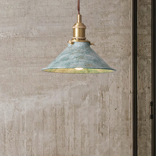 Suspension industrielle - Lampe suspendue vintage en laiton et métal oxydé