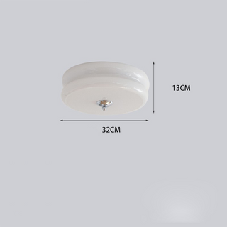 Art Deco Ceiling Light - LED Cream Cake Lamp With Glass Shade & Jade Finish