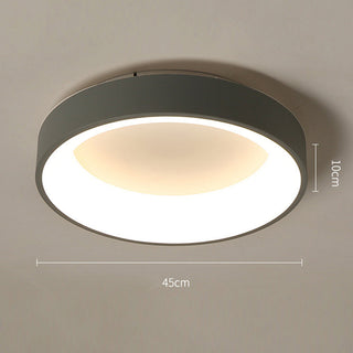 Grey LED ceiling light from below, Scandinavian round flush mount