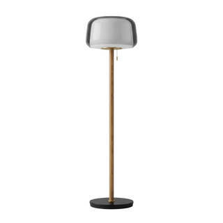Glass Floor Lamp – Modern Floor Lamp with Wooden Base | Adjustable Brightness