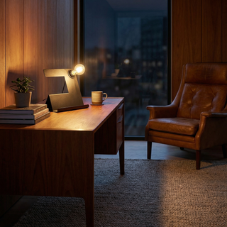 Lampe de bureau noire – Éclairage de travail design en acier avec éclairage visuel confortable