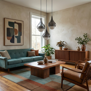 Geometric Pendant Light – Modern Gold Finish LED Lamp for Living Room Lighting