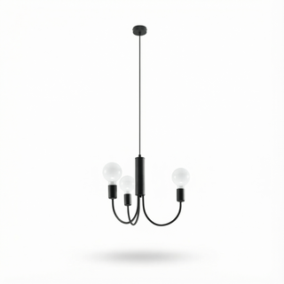 Lustre noir minimaliste – Suspension contemporaine à 3 ampoules pour salle à manger
