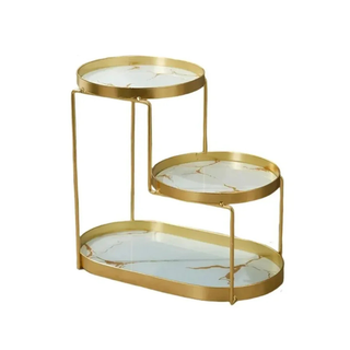 multi-tier shelf durable cosmetics storage rack bathroom organiser front view