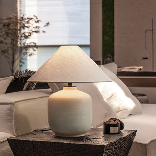 Handcrafted Japanese ceramic lamp — minimalist warm glow