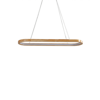 Natural Wood Pendant Light – LED Warm Ambiance Lighting for Dining Room