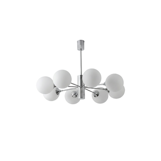Nordic Iron Chandelier – Silver Iron Fixture with White Glass Globes for Living Room Lighting