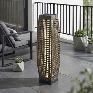 Solar Outdoor Floor Lamp – Wireless Rattan Effect Garden Lantern by Lumavera Lighting