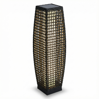 Solar Outdoor Floor Lamp – Wireless Rattan Effect Garden Lantern by Lumavera Lighting