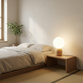 Nordic Table Lamp – Wooden Bedside Lamp With Soothing Light Fixture & Custom Temperature