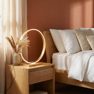 Gold Arc Table Lamp – Modern Arc Shaped Lamp with Warm Ambient Lighting