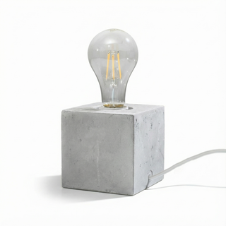 Minimalist Concrete Lamp – Grey Table Lamp with Raw Concrete Base & Warm Ambient Lighting