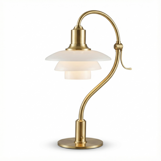 Lampe de table Bauhaus – Lampe moderne en verre et fer avec éclairage d'ambiance doux