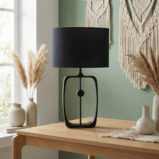 Black Metal Lamp – Decorative Industrial Table Lamp with Soft Eye Friendly Lighting