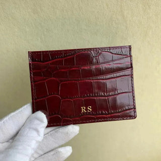 luxury leather card holder haven crocodile leather wallet credit card slots feature view
