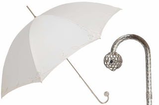 Bridal jeweled brass handmade Italian luxury manual umbrella front view