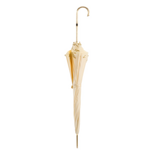 Ivory woman handmade Italian brass handle double cloth umbrella close-up