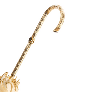 Ivory woman handmade Italian brass handle umbrella canopy detail